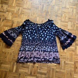 STYLE& CO Blue Floral Blouse